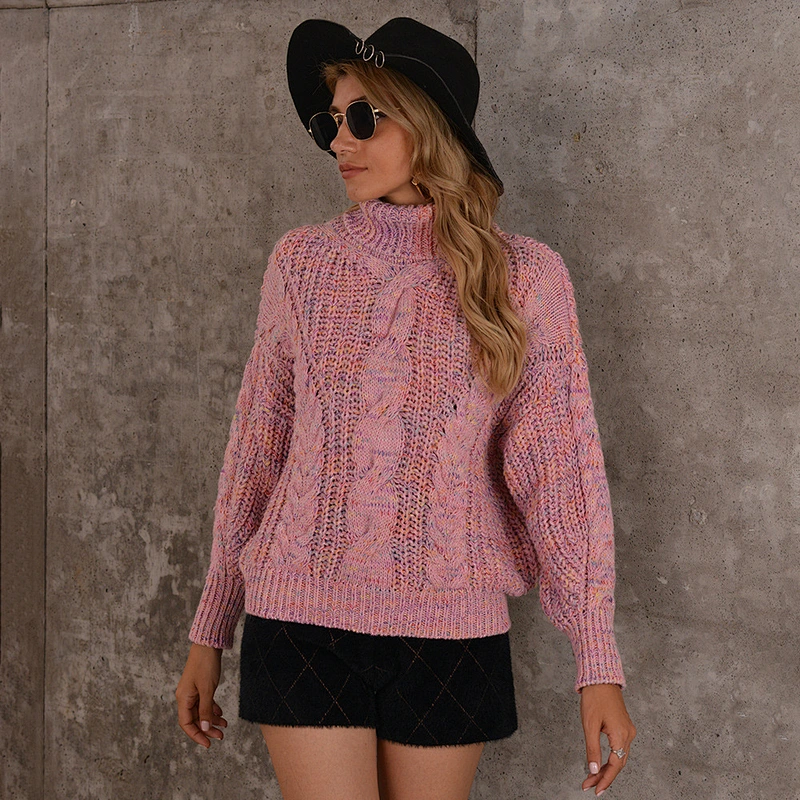 Colorful ladies jumper clothes long sleeve turtleneck knitted women pullover sweaters