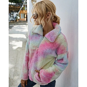New style for women sweaters tie-dyed half zipper jumper women winter pullover sweaters mujer