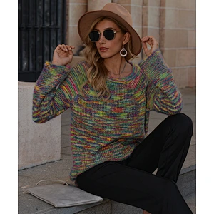 round neck colorful casual clothes fashion knitted blouses sweater women knit sweater