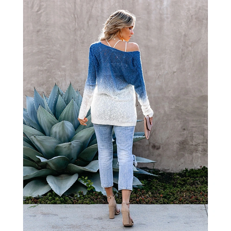 Women fashion clothes OL plus size V-neck spray-dyed top knitted sweater