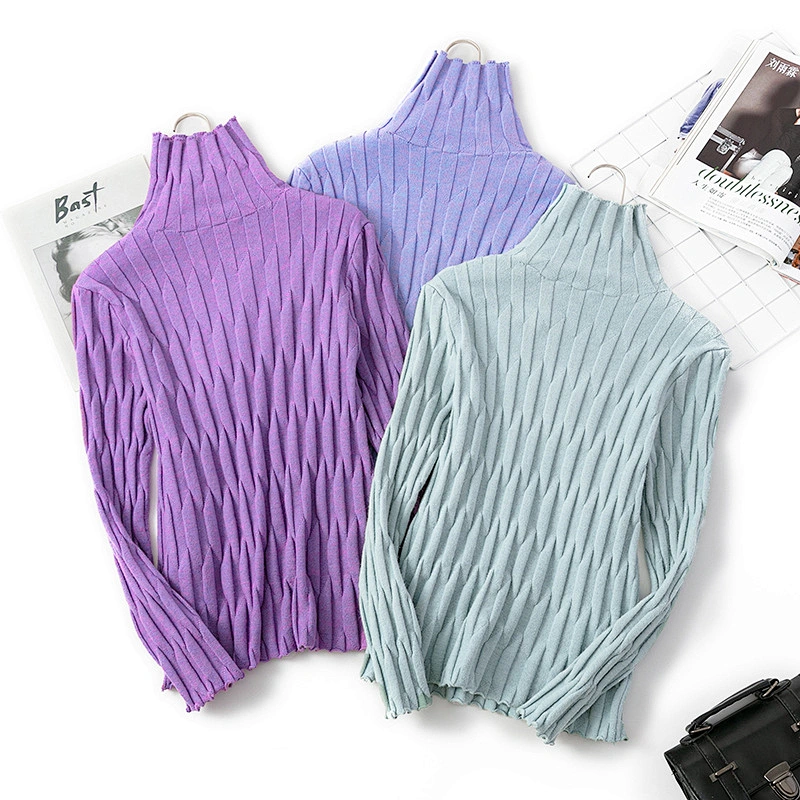 OEM manufacture wholesale tight high neck pullover fashion women knit sweaters