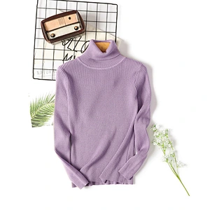 Turtleneck long-sleeve clothing slim solid color knitted women's sweaters