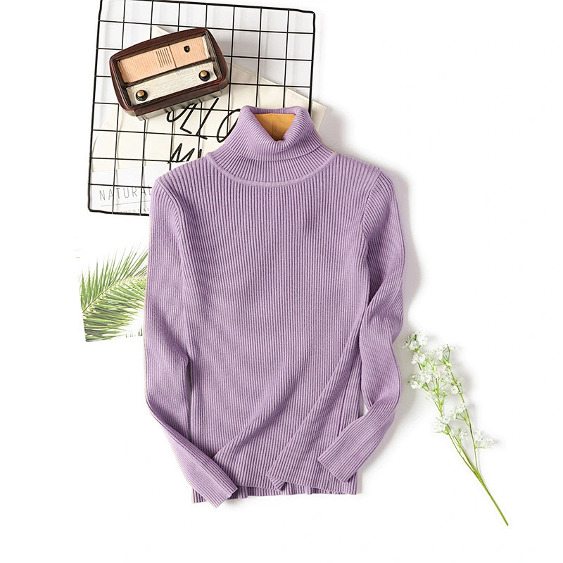 Turtleneck long-sleeve clothing slim solid color knitted women's sweaters