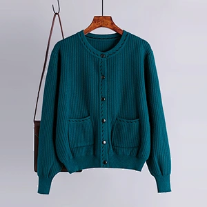 black solid Sweater cardigans jacket coat outwear ladies women O neck cardigan sweater
