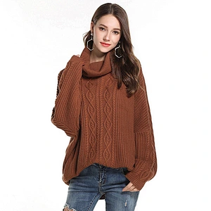 Women's loose turtleneck sweater fashion clothes pullover plus size casual knitwear