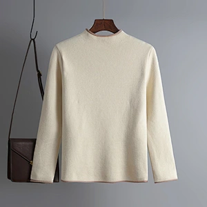 Winter new women's Korean sweater pullover knit sweater fluffy knitted crew neck solid color velvet thick basic sweater