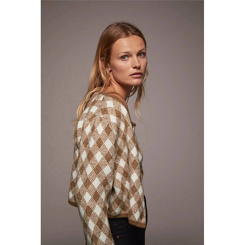 Cropped  Cardigan wholesale sweater jacket ladies graphic knit sweater for women
