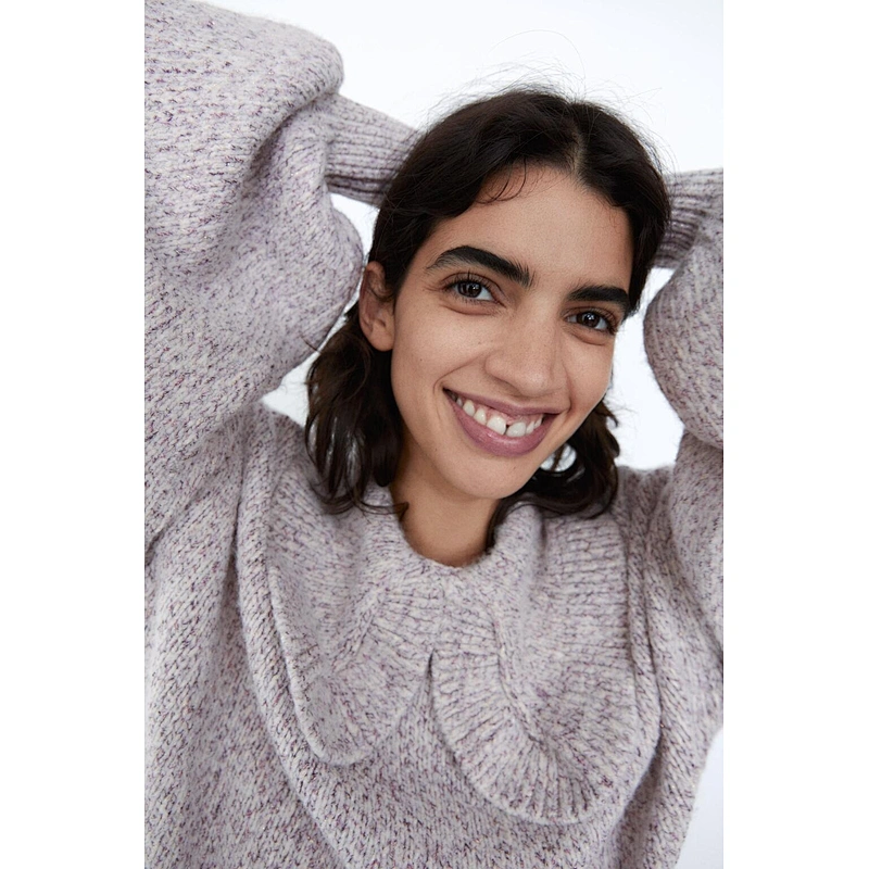 Ruffle Trims Cropped Knitted Sweater pullover blouse Vintage Peter Pan Collar winter soft luxury cute women sweater