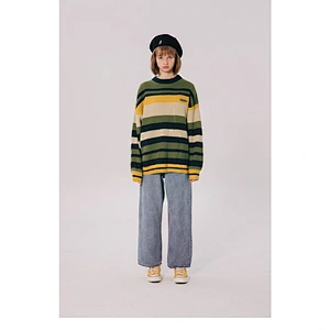 Wholesale high quality fall pullover knitted acrylic sweaters men stripe long sleeve knit sweater