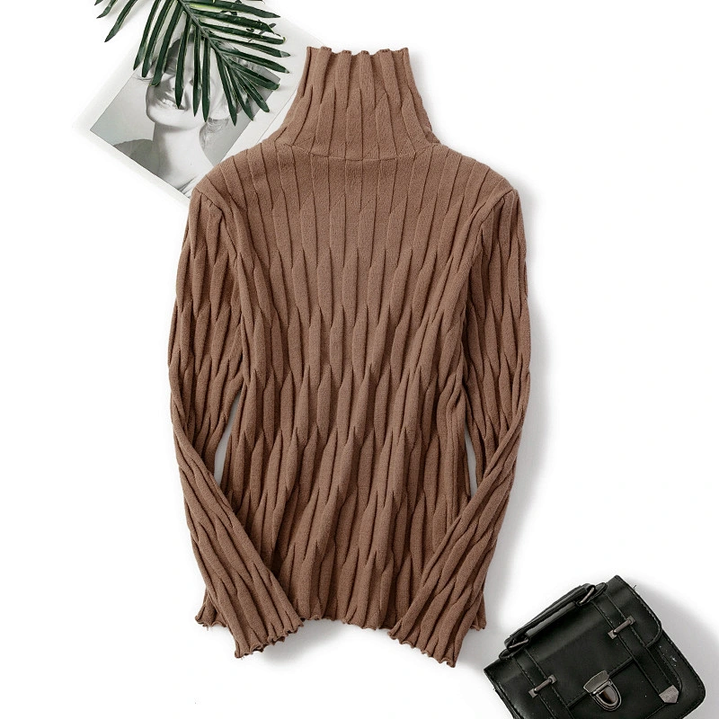 OEM manufacture wholesale tight high neck pullover fashion women knit sweaters