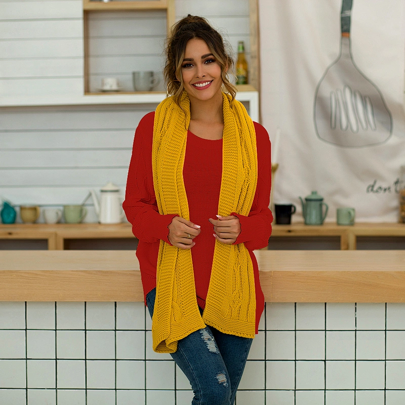 Customized Brand wholesale Latest Designs Women Plus Size Pure Color Hand Knitted Crew Neck Cashmere Cardigan Sweater Casual