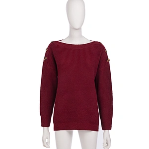 Custom Women New Design Autumn Winter Clothing Plain Solid Button Up Loose Pullover knitted Sweaters Cardigans