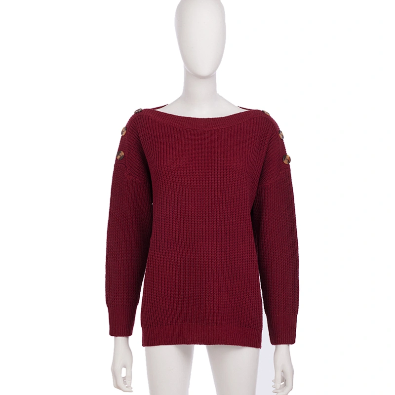 Custom Women New Design Autumn Winter Clothing Plain Solid Button Up Loose Pullover knitted Sweaters Cardigans