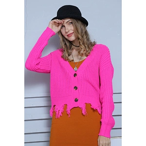 Fluorescent knit women jacket coatigan long sleeve V-neck cardigan sweaters