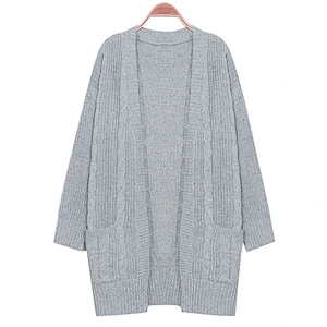 Women fashion clothes pure color twist pattern knit sweater women plus size coatigan