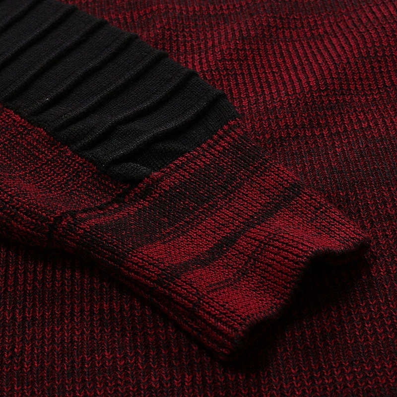 Round neck raglan sleeves striped pleated knit youth men's pullover sweaters