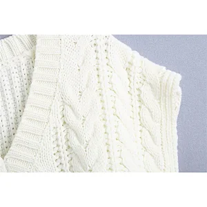 Cable knit women vest sweater women luxury casual Sleeveless Oversized sweater vest