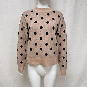 Winter long-sleeved polka-dot jacquard knitted sweater for ladies
