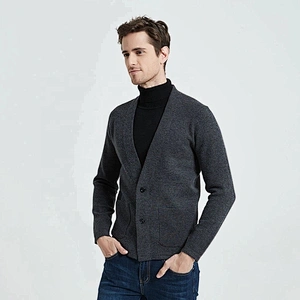 Men Fashion custom knitted Sweater Cardigan Coat Men Pockets Cardigan Winter Warm Cashmere Wool Sweater for man