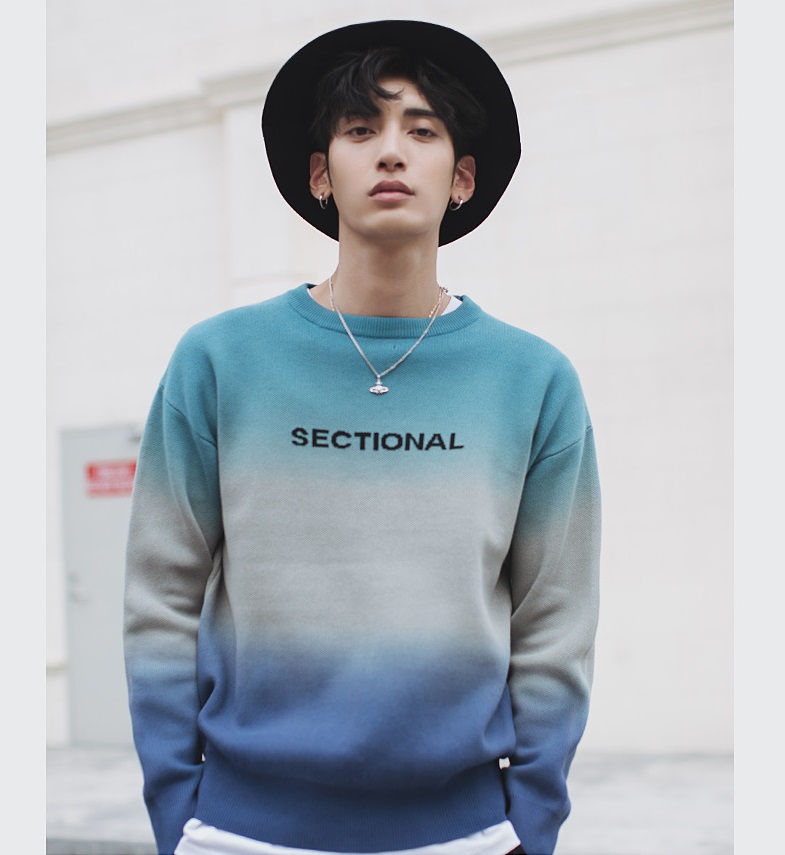 Fashion knitwear man manufacturers blue round neck sweater for winter men pullover sweater