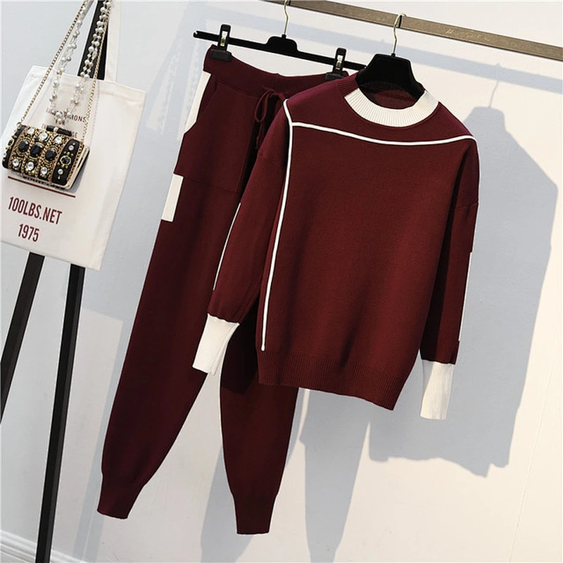 Long two piece sweater sets women clothing knit casual women two piece sweater set