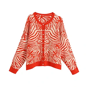 Fashion Animal Print Loose  kimono cardigan women sexy v neck cardigan sweater for women
