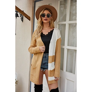 Mid-length crochet cardigan sweater long-sleeved knitwear coat loose sweater
