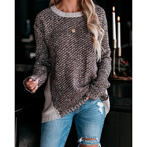 Round neck hot sale mixed wool explosion knitted women fashion sweater