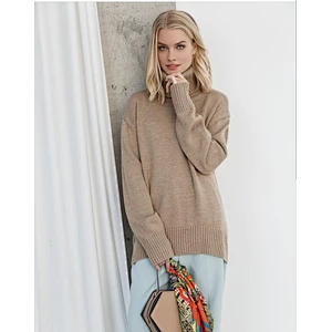 Fall clothing for women pure color loose turtleneck sweater top long sleeve angora knit sweater