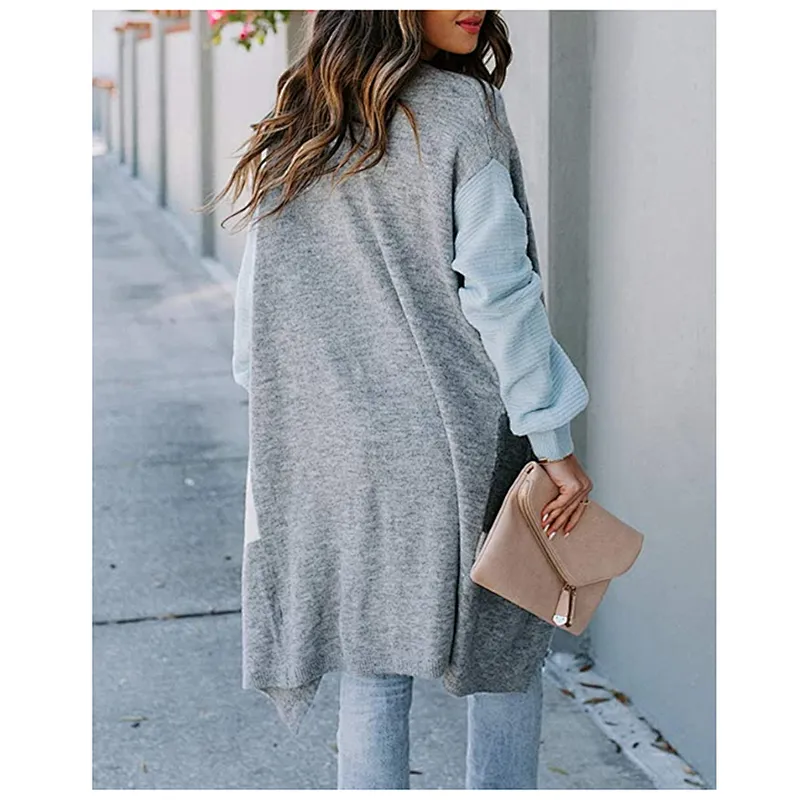 Women clothing casual contrast color coatigan elegant long cardigan apparel in stock