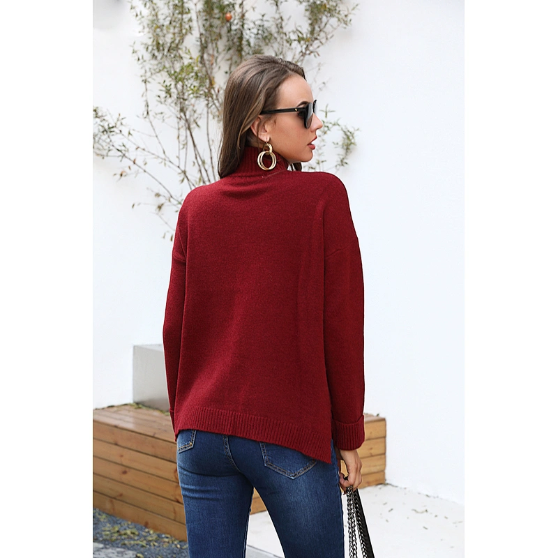 Turtleneck knitwear warm fall long sleeve teenager women stylish pullover sweaters In stock
