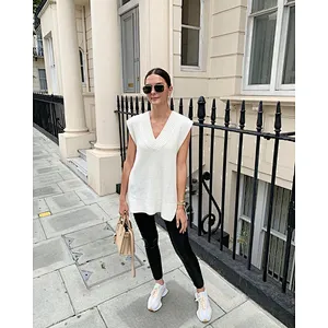 V Neck Knitted Autumn Winter Women Casual Sweater Vests Loose Outweal knit Blouse