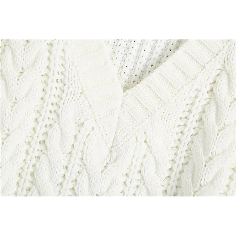 Cable knit women vest sweater women luxury casual Sleeveless Oversized sweater vest