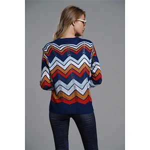 Fall clothing for women color matching stripes sweater  women hoodies apparel in stock