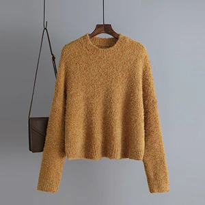 ladies cashmere oem college custom sweater pullover round neck acrylic basic knit sweaters