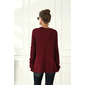 Pullover women apparel drawstring long-sleeved sweater fashion casual knitwear
