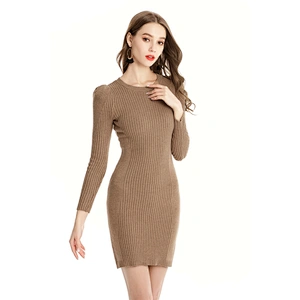 Autumn clothing women mid-length knitwear slim fit casual dress fashion knit sweater