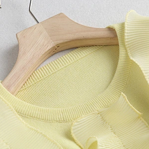 Women's ruffled knitwear pullover vintage loose women sweater casual apparel