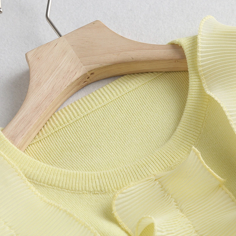 Women's ruffled knitwear pullover vintage loose women sweater casual apparel