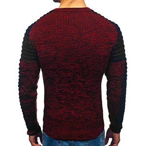 Round neck raglan sleeves striped pleated knit youth men's pullover sweaters