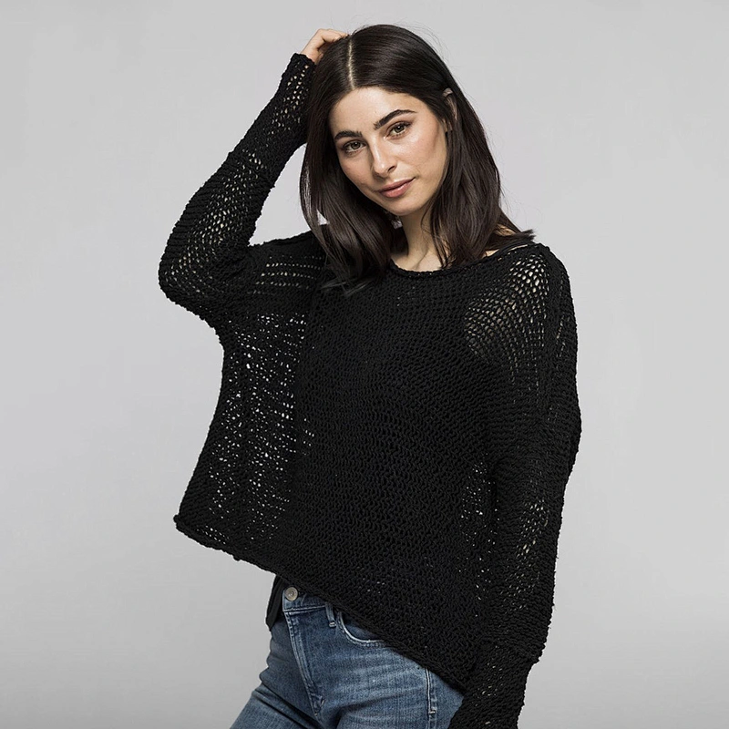 Large size multicolor fashion clothes wholesale round neck women casual oversize soft knitted pullover sweater fabric