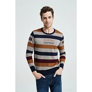 Men Fashion Striped Sweater O Neck mens Pullover Knitted Shirt Autumn Winter Cotton Jumper knitted sweater for men