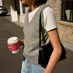 Girl Sweater Vest women jumper V Neck Pullover Knitted Vests Women Crop Top Outfit