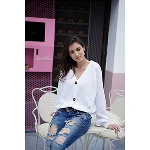 Women fashion clothes pure color cardigan sweater casual knitwear apparel in stock