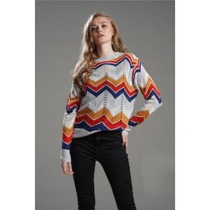 Fall clothing for women color matching stripes sweater  women hoodies apparel in stock