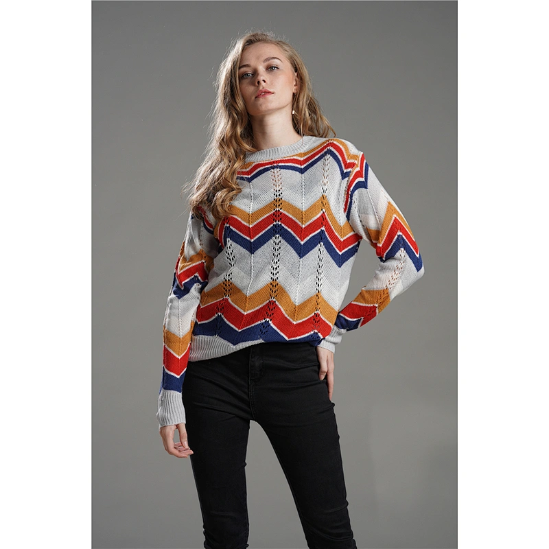 Fall clothing for women color matching stripes sweater  women hoodies apparel in stock
