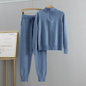 Knitted Costume  sweater pants set women Sportswear  Casual Outfits Jogger Two Piece fall sweater set