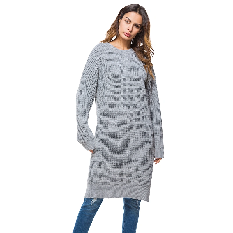 Long sleeve knitwear loose long sweater winter fashion casual dress