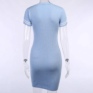 Hot sales fashion pure color dress sexy knitted hip skirt casual bodycon dress