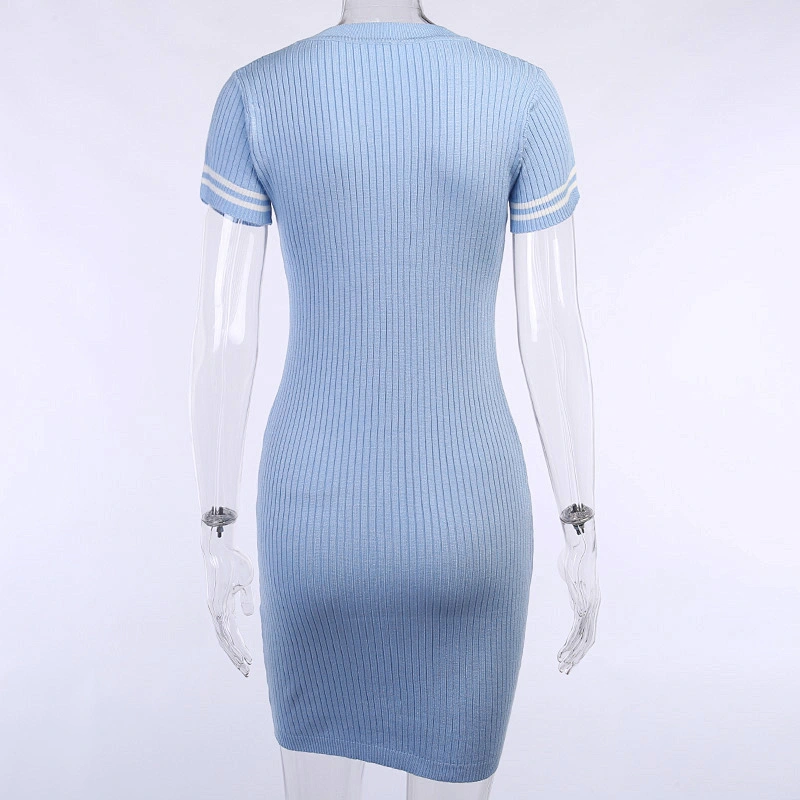 Hot sales fashion pure color dress sexy knitted hip skirt casual bodycon dress